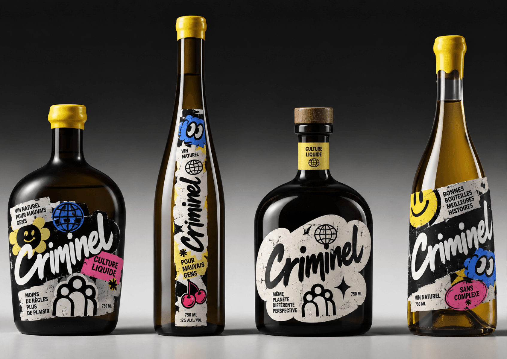 Criminel wine and spirits packaging design